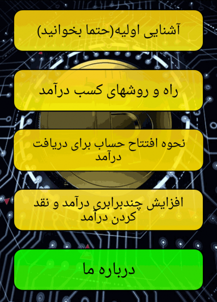 اپلیکیشن اندروید کسب درآمد به دلار
- آموزش کامل و از پایه
- انواع روشهای کسب درآمد
- کسب درآمد به دلار
- نحوه دریافت درآمد کسب شده در ایران
- ایجاد حساب مخصوص دریافت اینگونه مبلغ
- دارای گرافیک ساده و جذاب
- کم حجم و سبک
- قابلیت اجرا در گوشیهای اندروید ارزان
- قابل اجرا در اندروید 4.X به بالا
- و ...
لینک دانلود از کافه بازار :
دانلود از کافه بازار
در صورتی که تمایل به سفارش چنین اپلیکیشنی دارید، با ما در تماس باشید:
http://Kolbe-Designer.iR
09377315793
KDhost@yahoo.com
instagram: @kdhost_ir 1.png